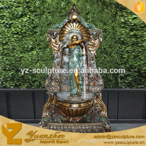 Antique Cast Brass Lady Wall Fountain Lady